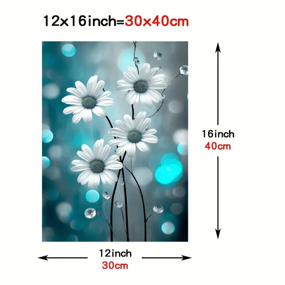 Vibrant Beautiful Turquoise & White Daisies Canvas Print Framed 12" x 16" NEW! Home & Garden:Home Décor:Posters & Prints Style Your Walls